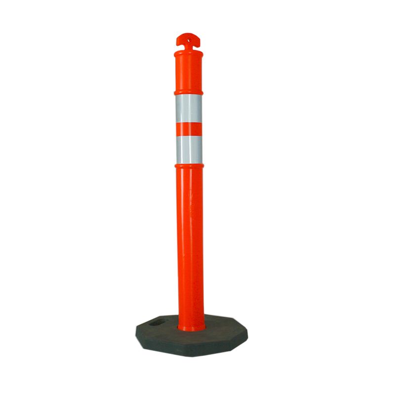 QRUBBER - Hito Delineador con Base De Caucho 115cm Naranjo QRubber