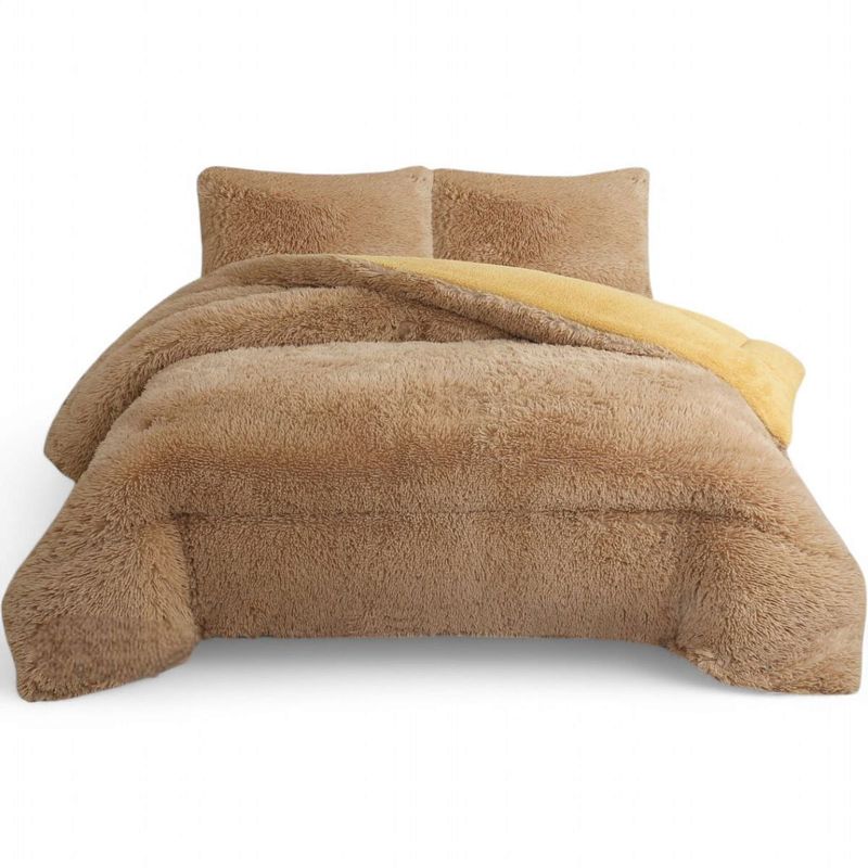 GENERICO - Cobertor Peludo Con Chiporro 2 Plaza + 2 Fundas Almohada Beige