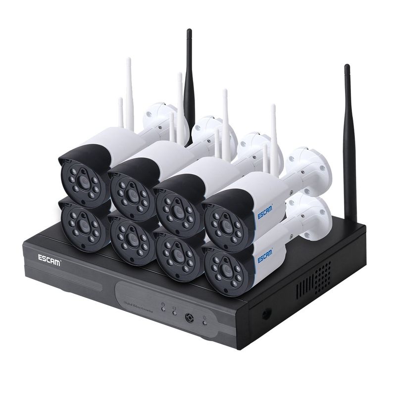 ESCAM - Kit Nvr Sistema 8 Cámaras De Seguridad Wifi Wnk804 3MP