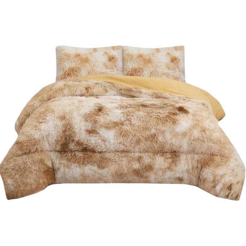 GENERICO - Cobertor Peludo Con Chiporro 2 Plaza + 2 Fundas Almohada Beige Jaspeado