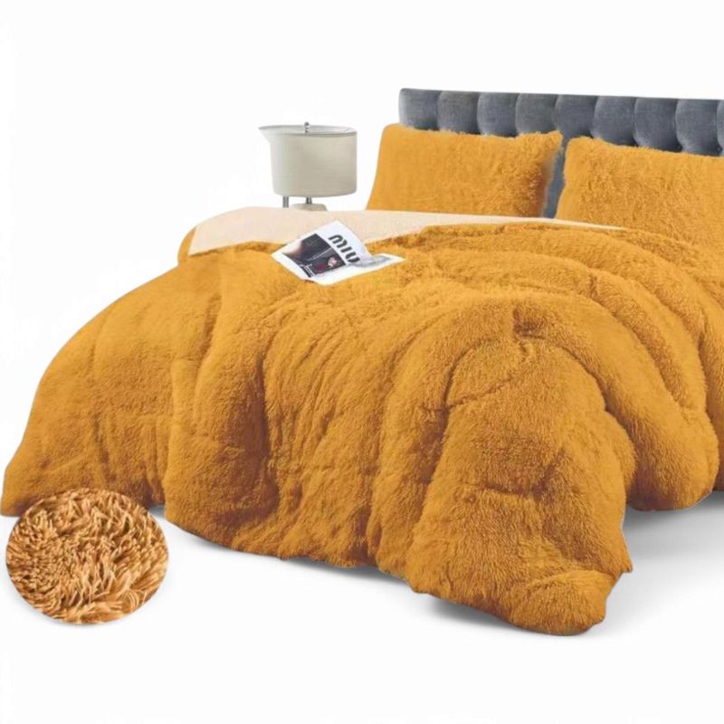 GENERICO - Cobertor Peludo Con Chiporro 2 Plaza + 2 Fundas Almohada Amarillo