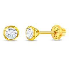 BY LAS CAYETANAS - Aros de niña Punto de Luz cubic zircon blanco
