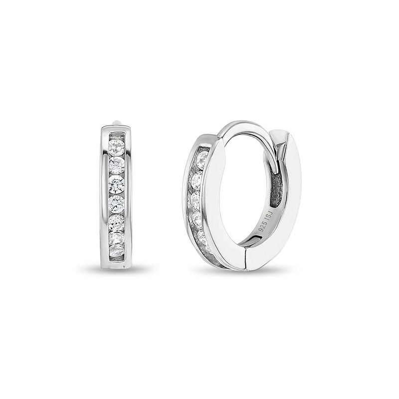 BY LAS CAYETANAS - Argollas pequeñas con cristales de cubic zircon blancos incrustados