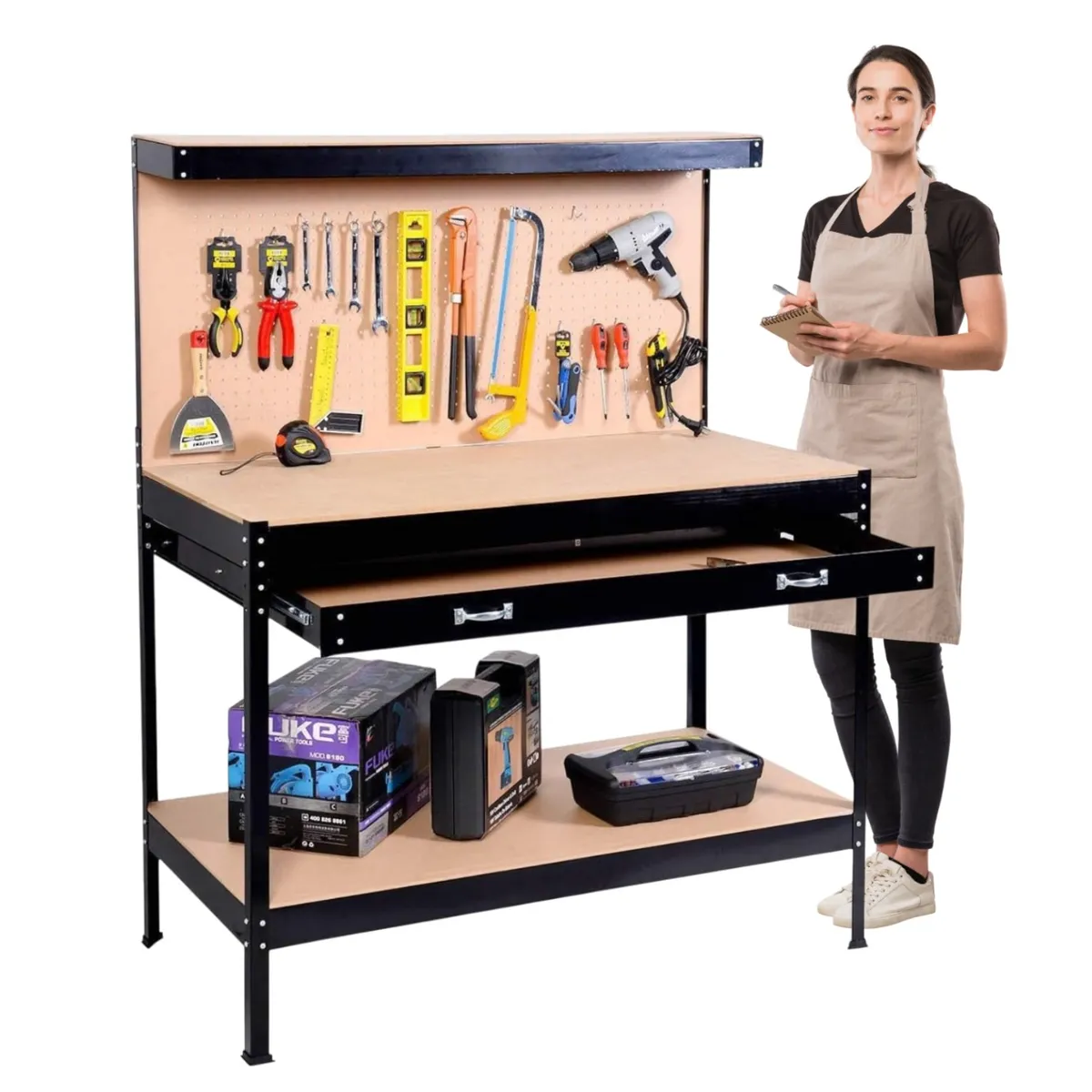 PROCHEF - Mesón Banco de Trabajo con Cajon y Respaldo 120x60 cm.