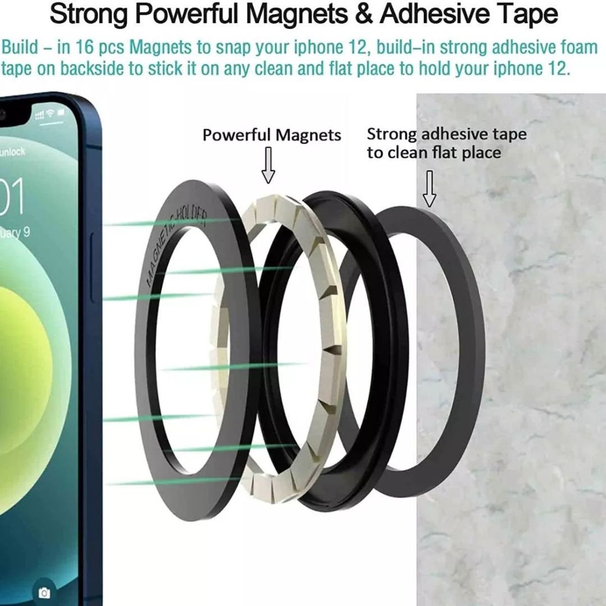 GENERICO - Anillo Magnetico Magsafe Universal Telefonos Multifuncional - Lila