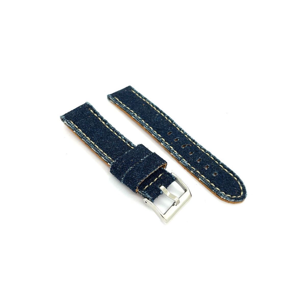GENERICO - Correa De Reloj Diloy Tela Vaquera Y Cuero 24 Mm