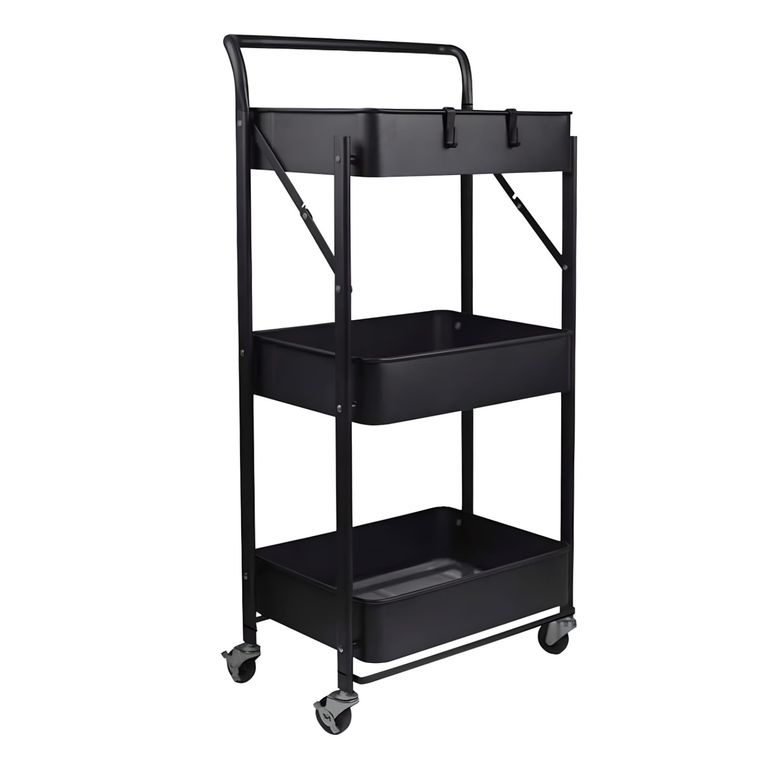 Carro Multiuso Plegable Acero Negro 45x30x88 cm