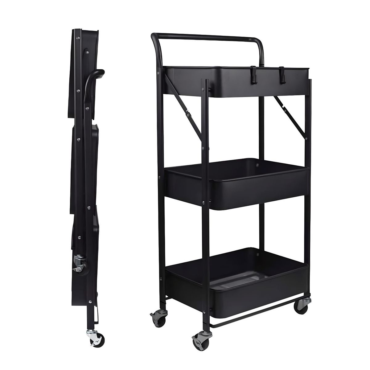 PROCHEF - Carro Multiuso Plegable Acero Negro 45x30x88 cm