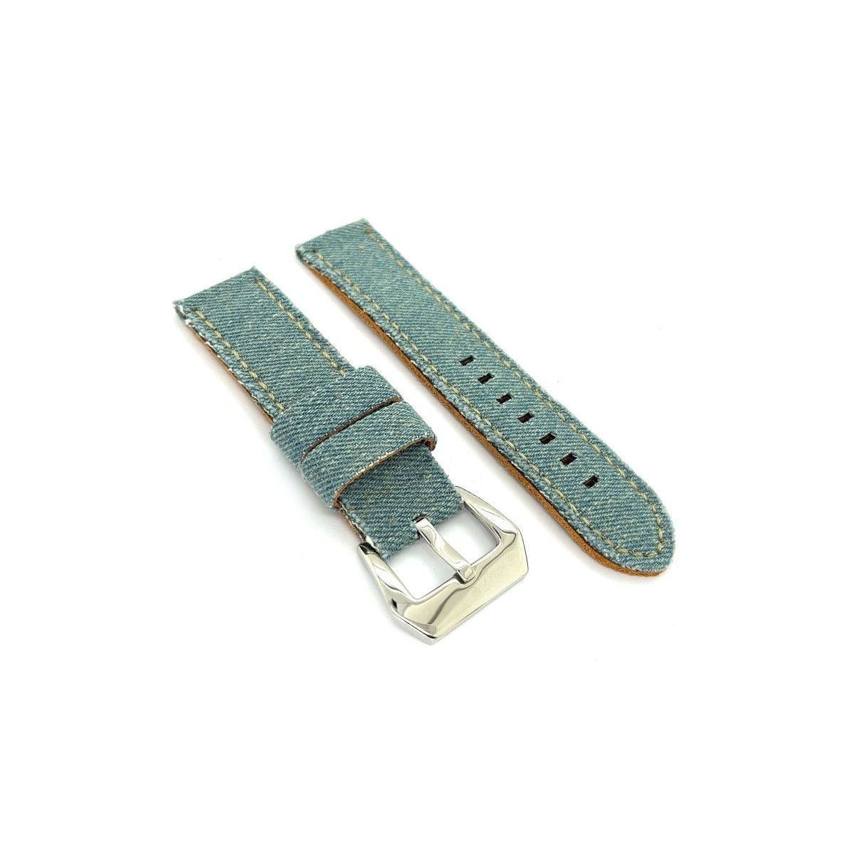 GENERICO - Correa De Reloj Diloy Tela Vaquera Y Cuero 24 Mm