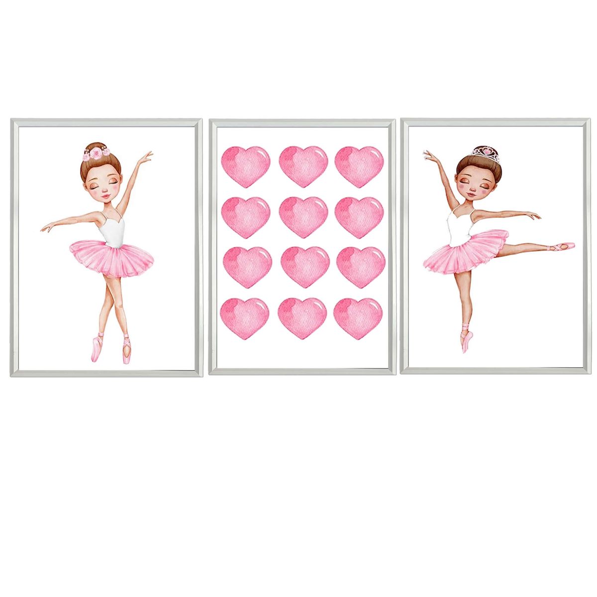DECORACION CREATIVA - Set 3 Cuadros Infantil Niñas Ballet