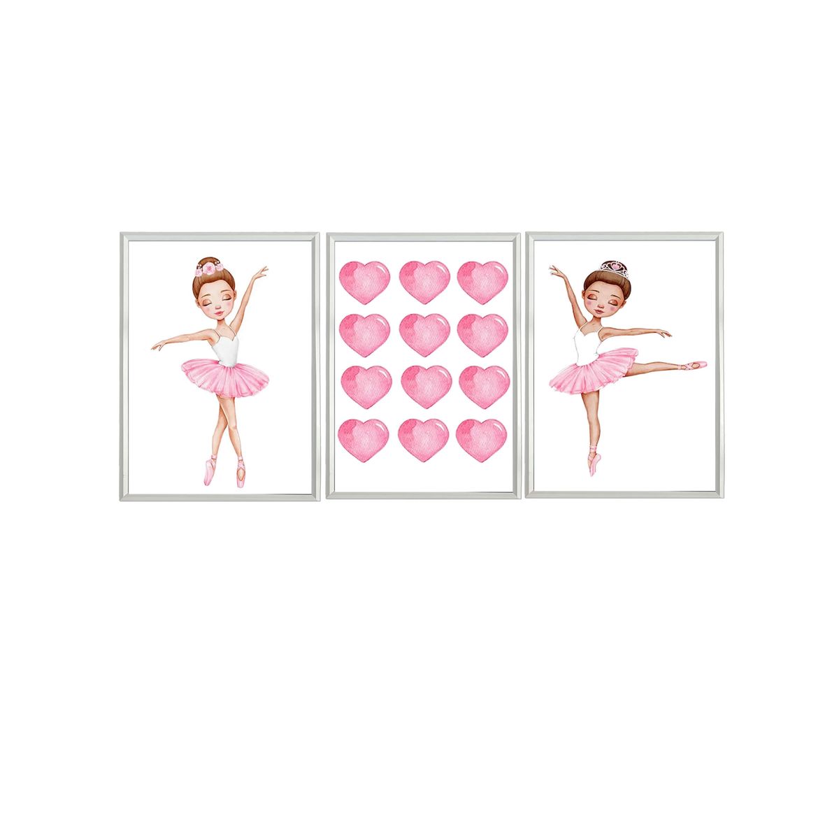 DECORACION CREATIVA - Set 3 Cuadros Infantil Niñas Ballet