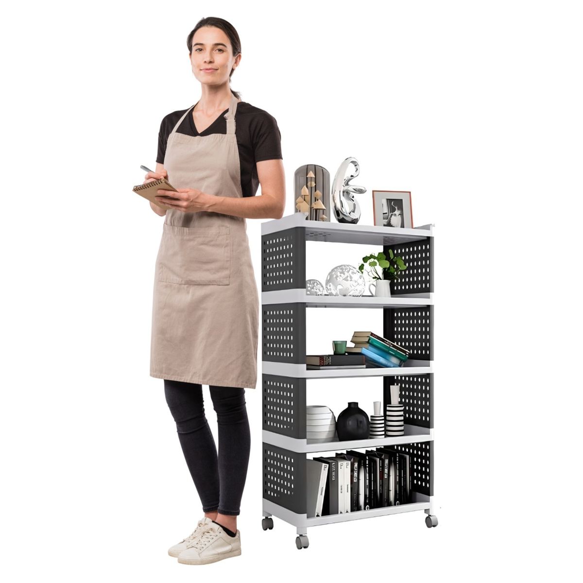 PROCHEF - Carro Estante Organizador Plástico 5 Bandejas Removibles