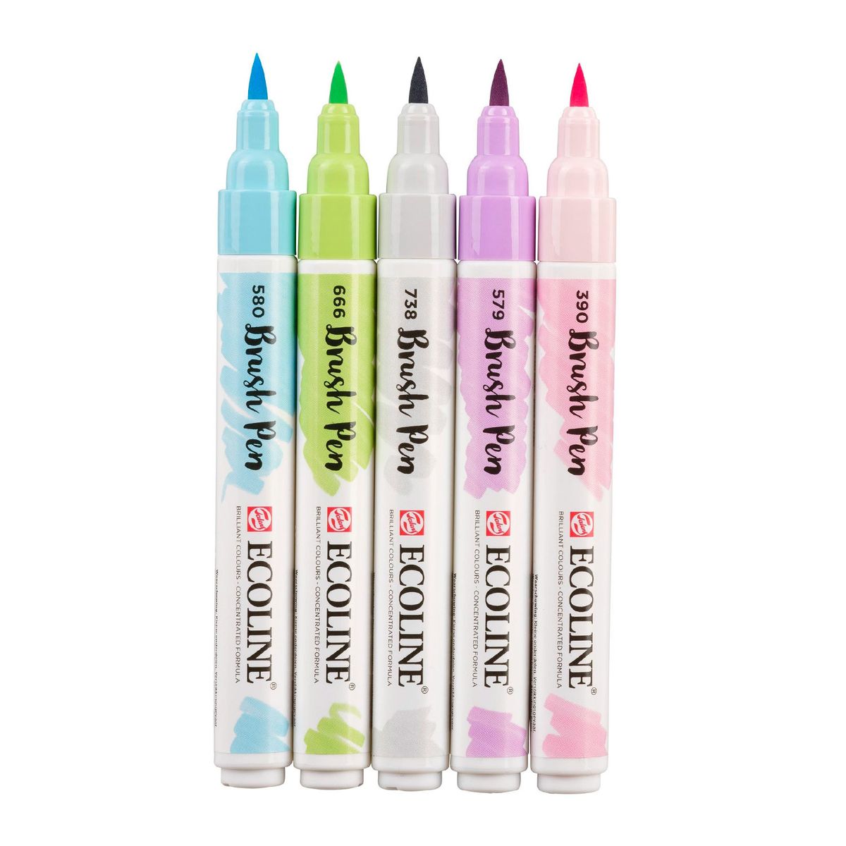 Royal Talens - Set Plumones Punta Pincel Ecoline (5 Colores Pastel)