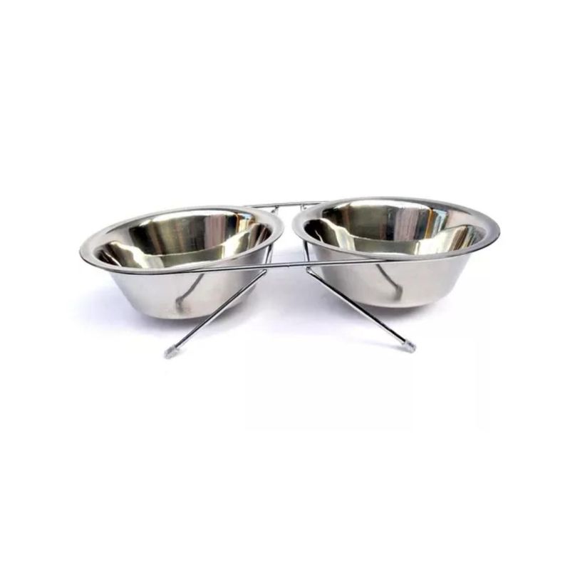 GENERICO - Set 2 Platos De Alimento Y Agua Para Mascotas Base Aluminio