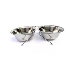 GENERICO - Set 2 Platos De Alimento Y Agua Para Mascotas Base Aluminio