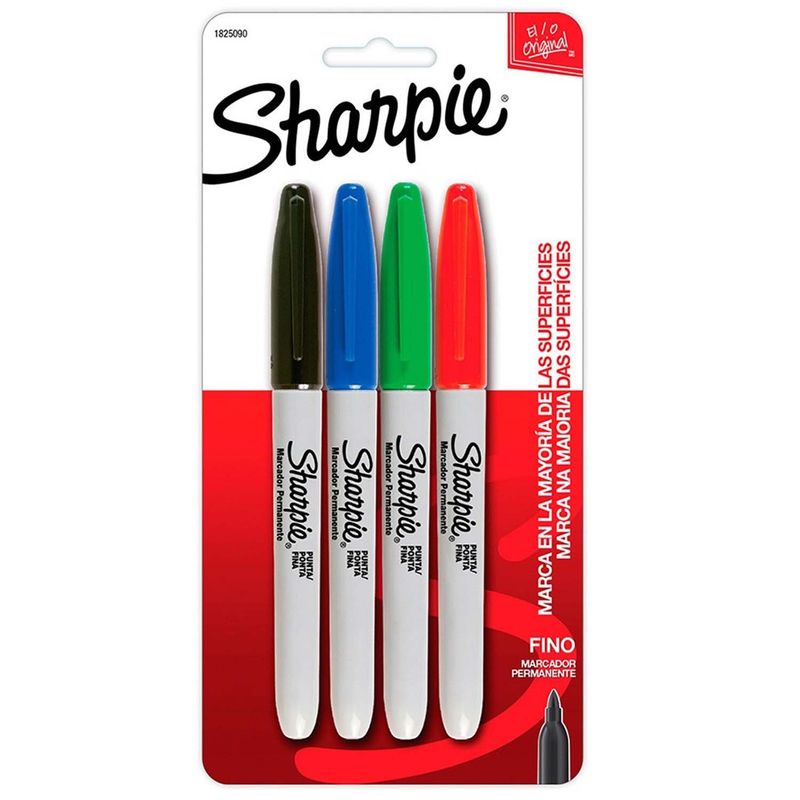 SHARPIE - Set 4 Marcadores Permantente Sharpie Colores Básicos