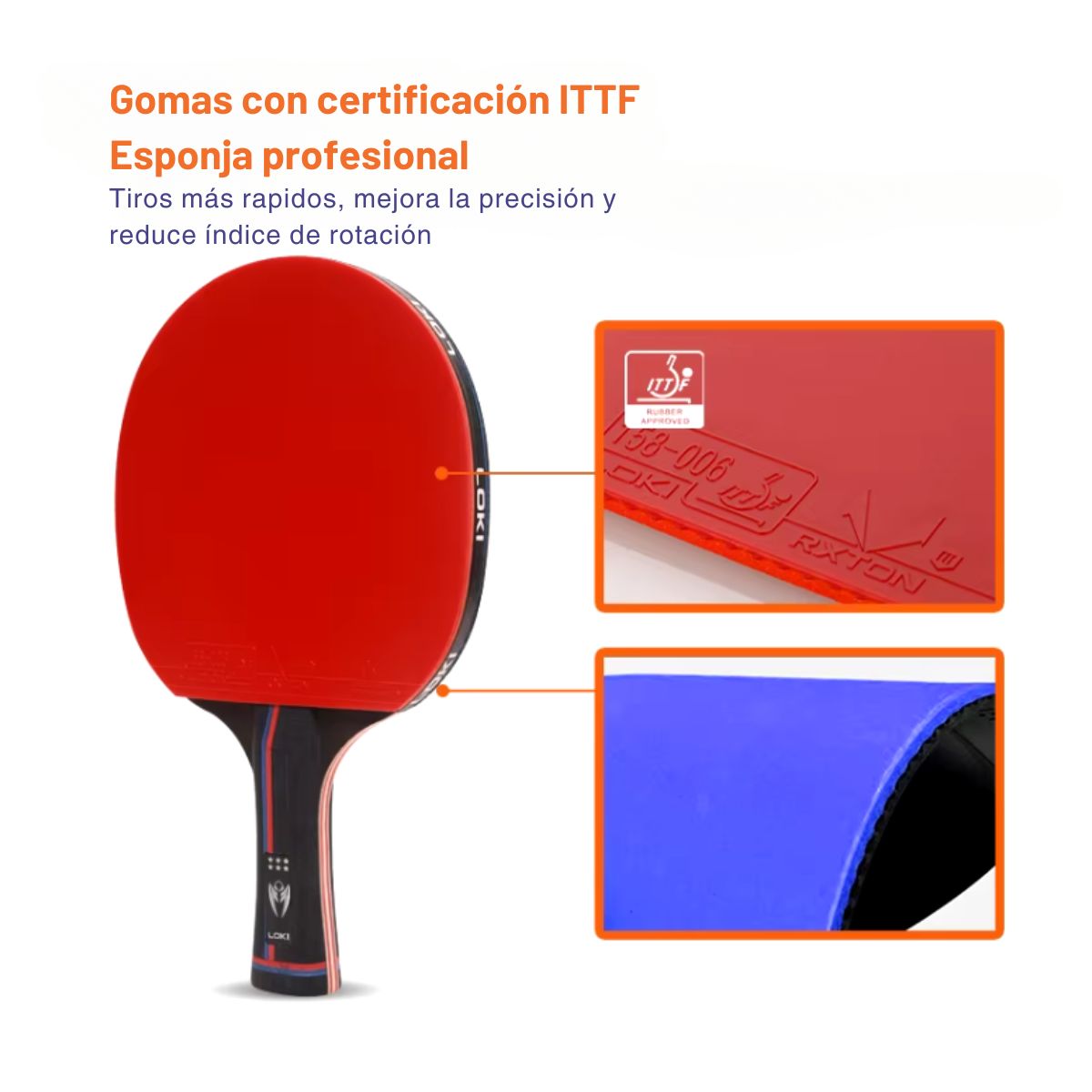 LOKI - Paleta De Ping Pong Loki 6 Estrellas K6Pro Mango Tradicional