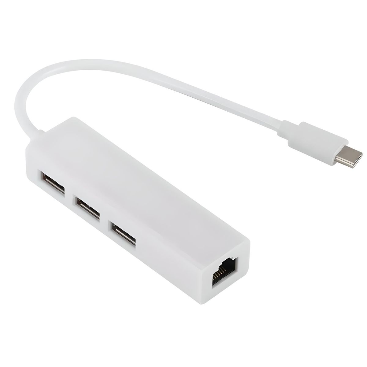 GENERICO - Adaptador USB-C A Rj45 3 Puertos Usb