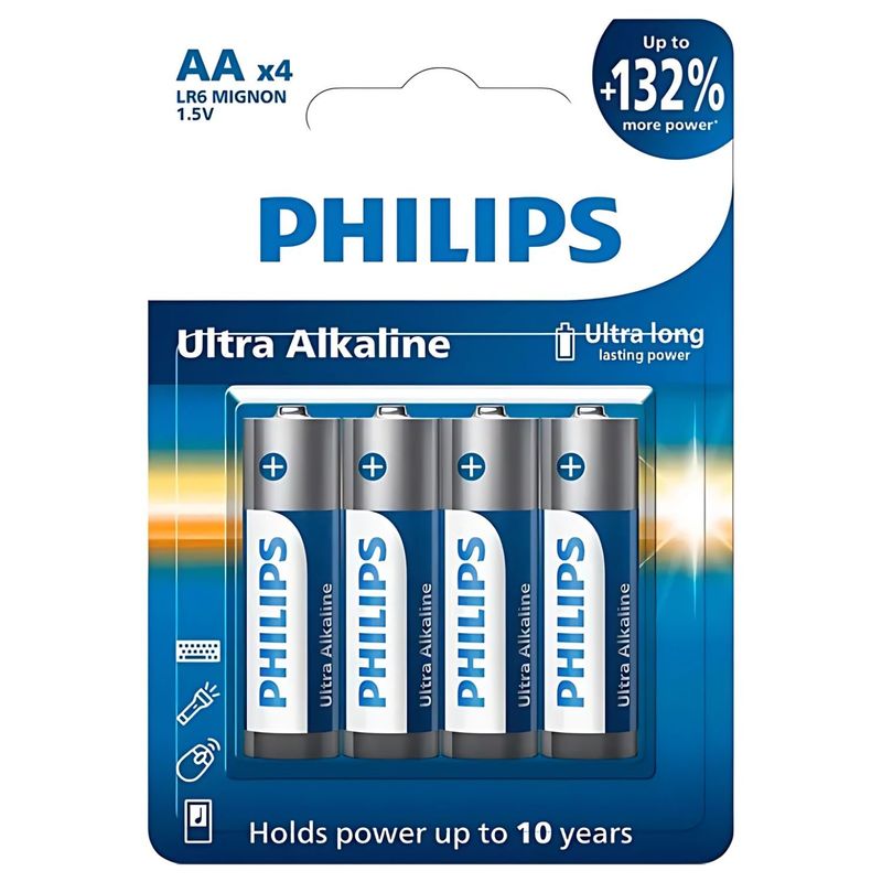 PHILIPS - 4 Pilas Alcalinas AA Blíster Philips LR6E4B - SC