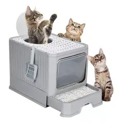 EVERSO - Arenero Gato Cerrado Baño Sanitario Con Tapa Y Pala Grande