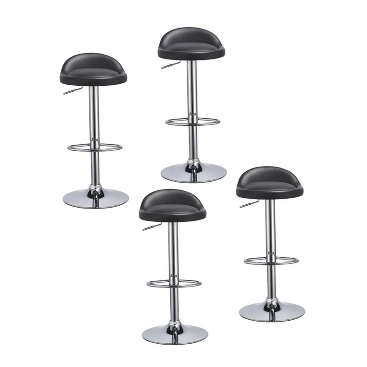 ACTUAL - Pack 4 Sillas Bar Taburetes De Cuero Altura Ajustable Moderno