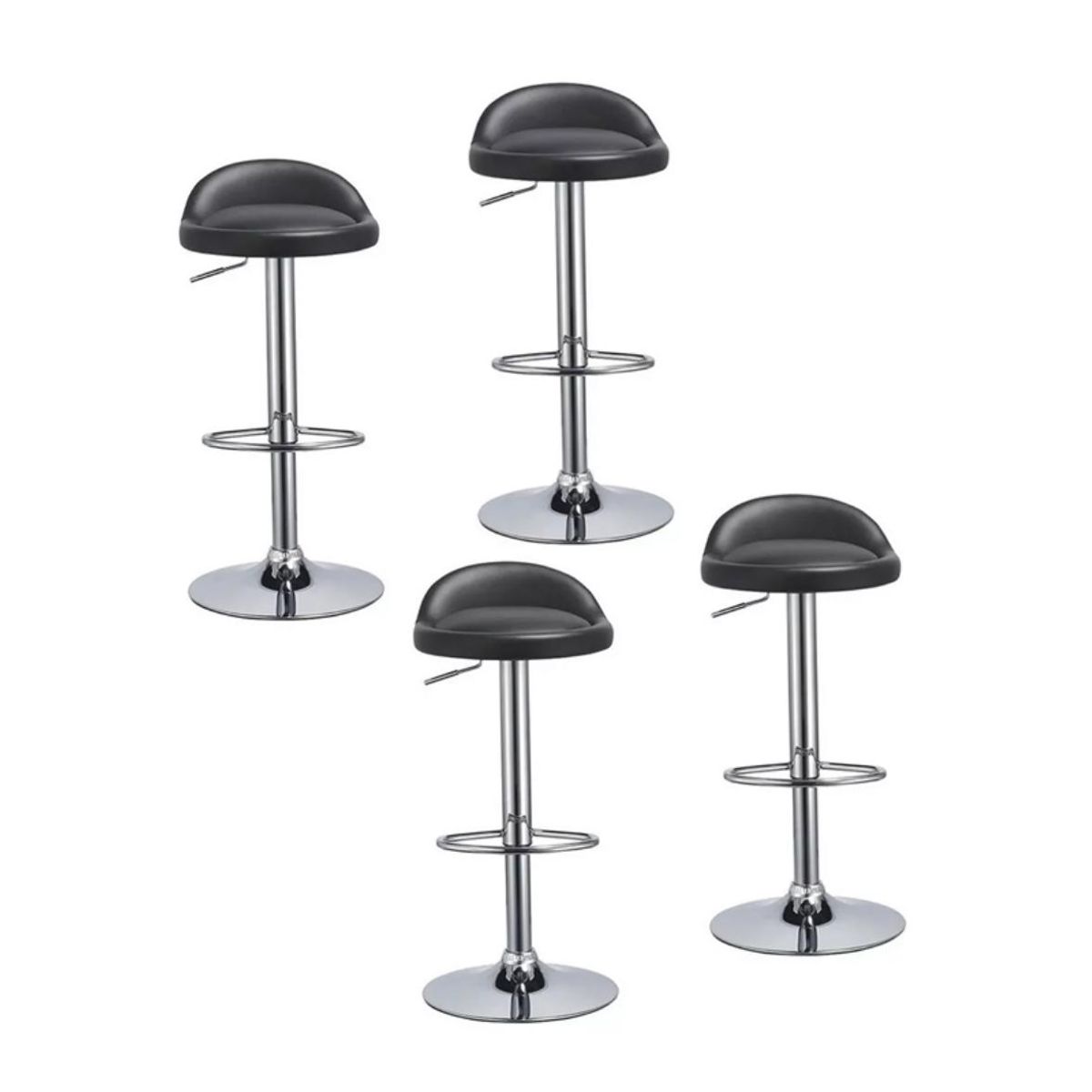 ACTUAL - Pack 4 Sillas Bar Taburetes De Cuero Altura Ajustable Moderno