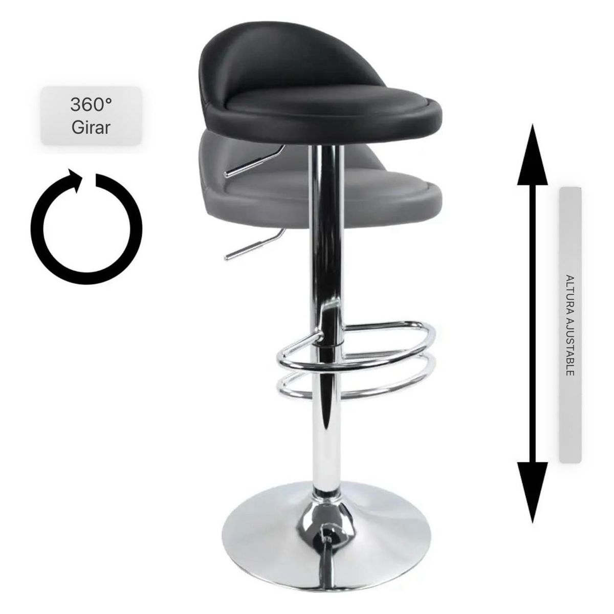 ACTUAL - Pack 4 Sillas Bar Taburetes De Cuero Altura Ajustable Moderno