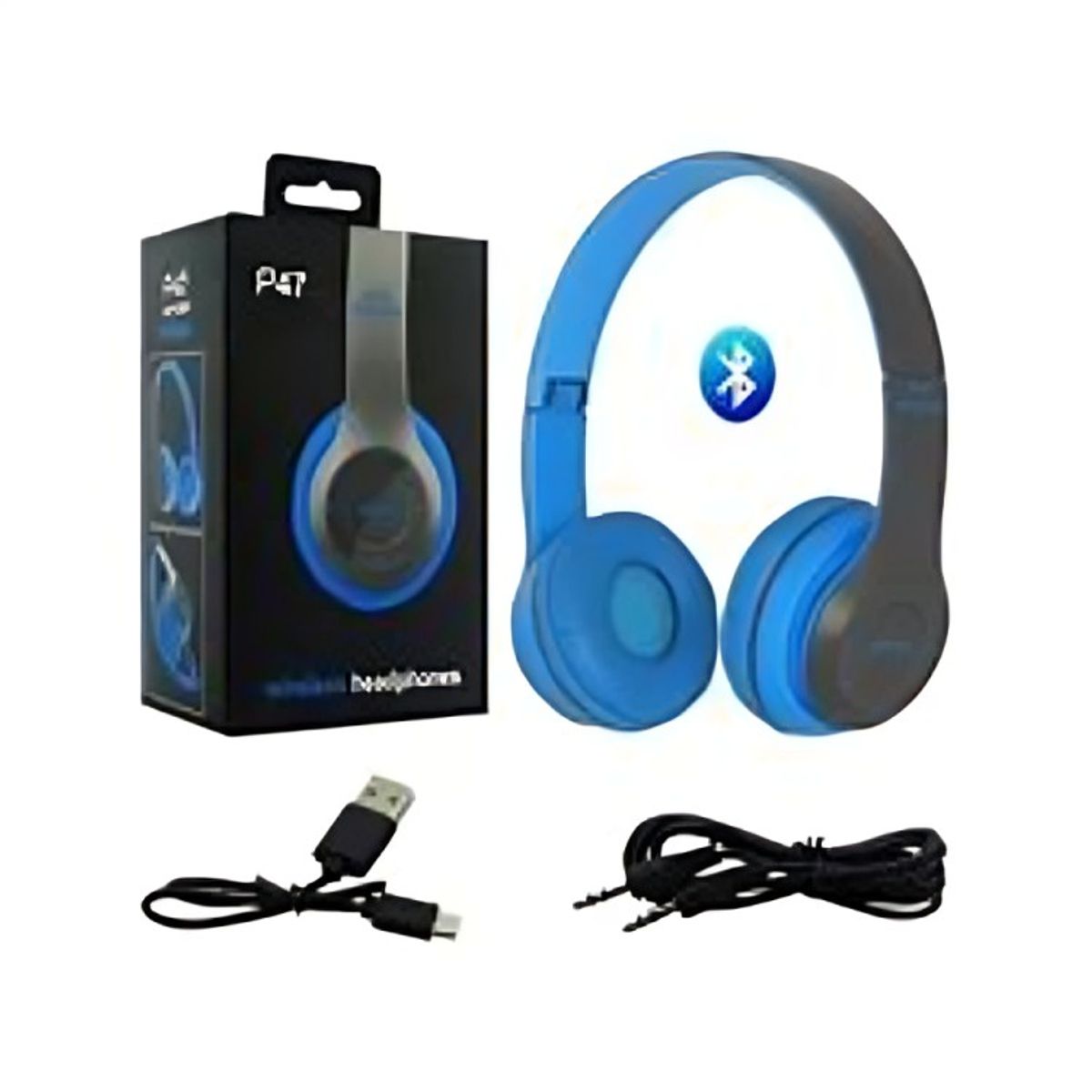 GENERICO - Audífonos Inalámbrico Bluetooth P47 Estéreo Radio - AZUL