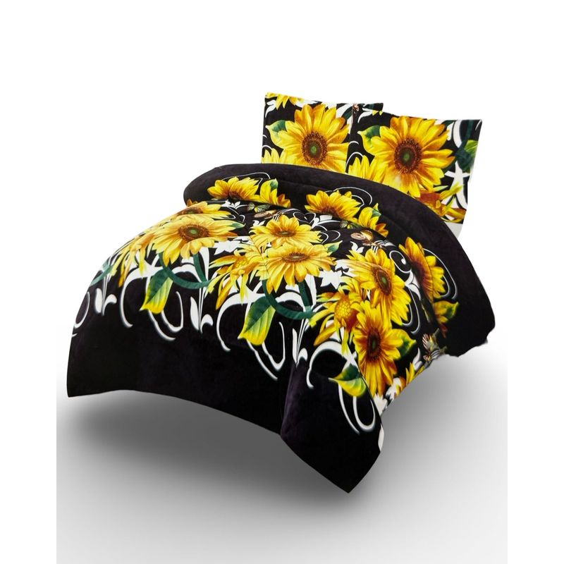 GENERICO - CUBRECAMA PLUSH CON CHIPORRO INVIERNO 2 PLAZAS NEGRO