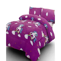 GENERICO - CUBRECAMA PLUSH CON CHIPORRO INVIERNO PLAZA Y MEDIA UNICORNIO NIÑA