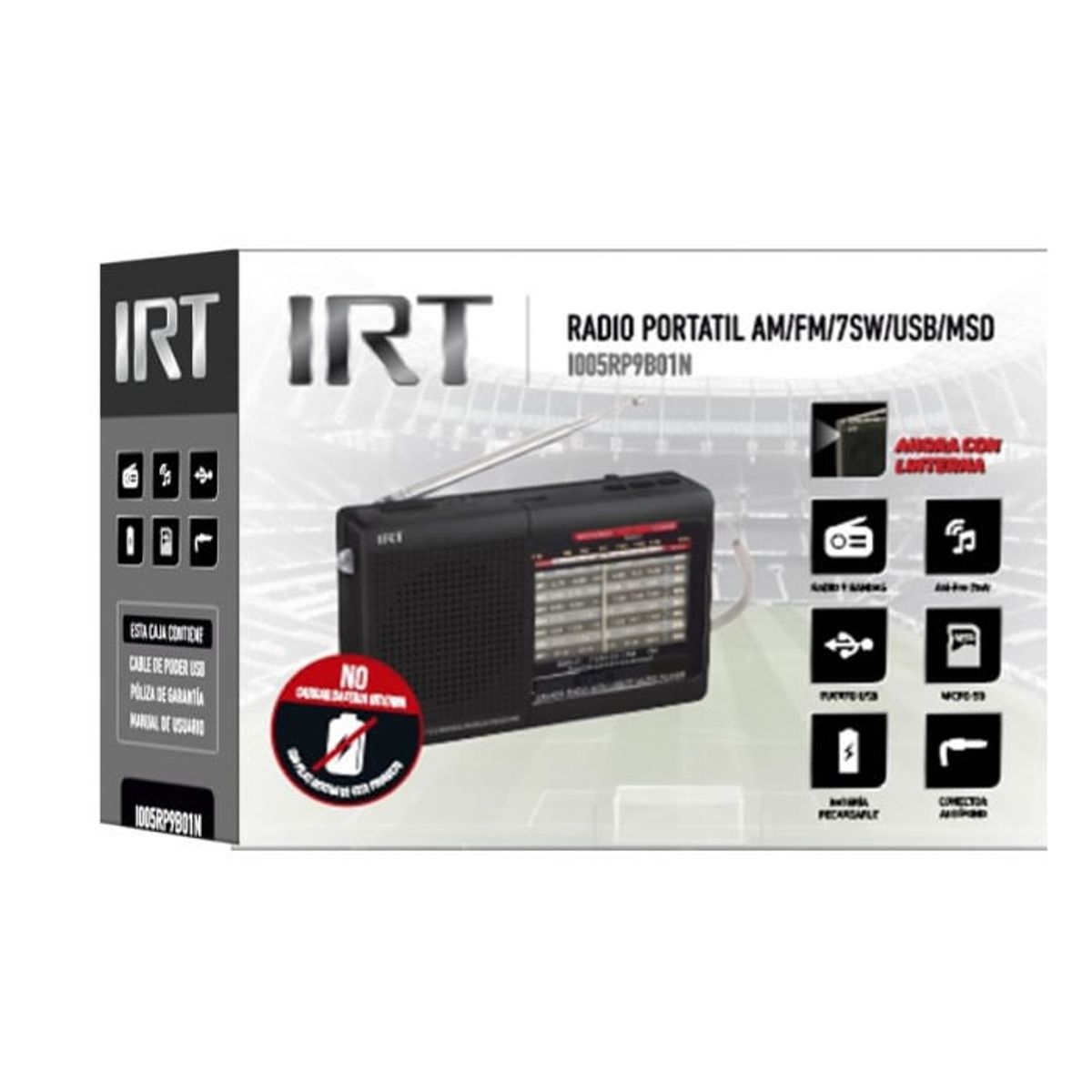 IRT - Radio Portatil IRT AM/FM/SW/USB/MSD 9 bandas