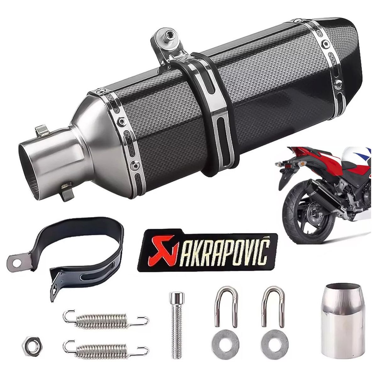 EVERSO - Tubo De Escape Para Moto Universal 38-51mm Diámetro Con Db