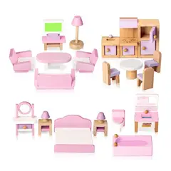 JUGUETON - Set 22 Muebles Casa de Muñecas Rosa