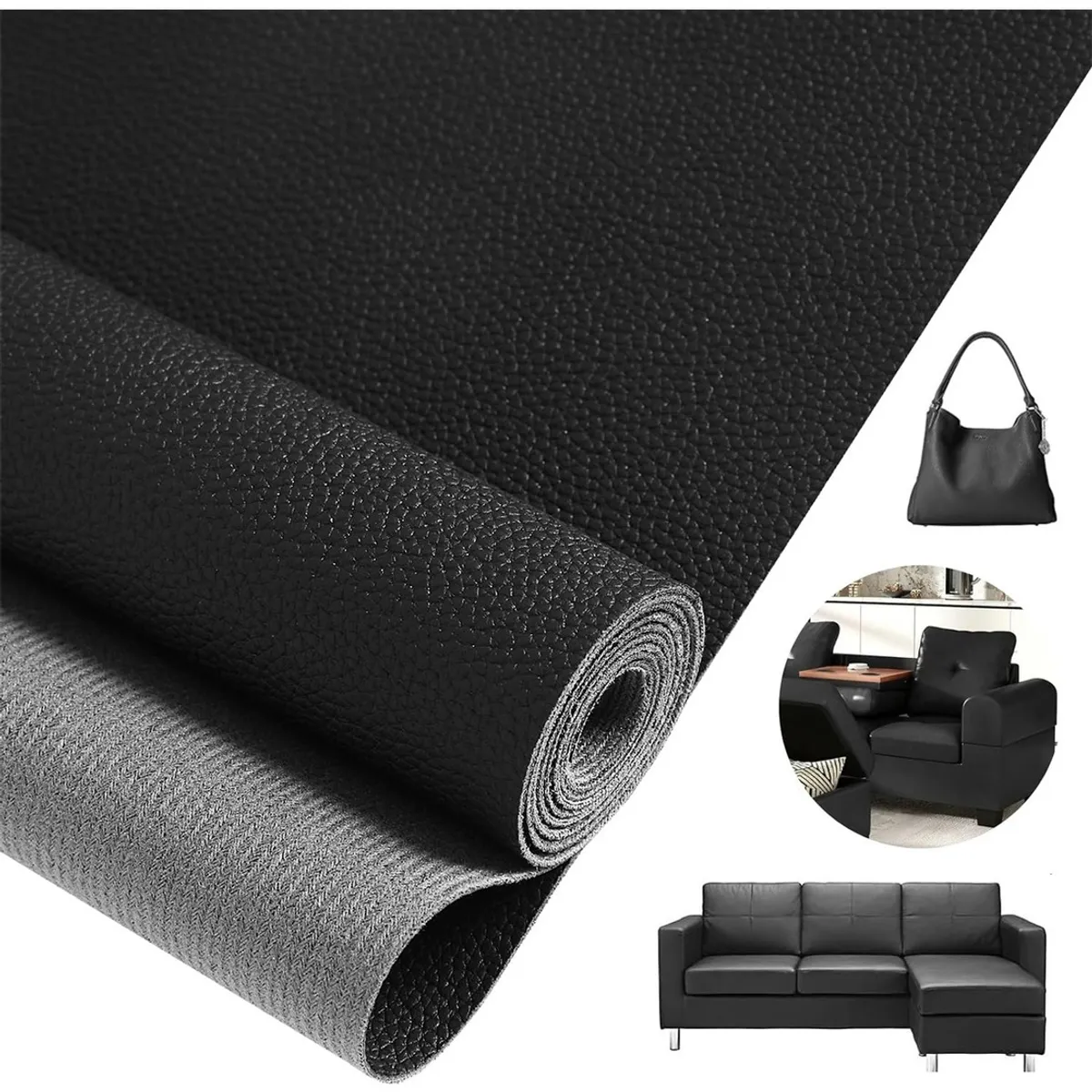 EVERSO - Parche Reparación Autoadhesivo Cuero Sofá 50x137cm Negro-