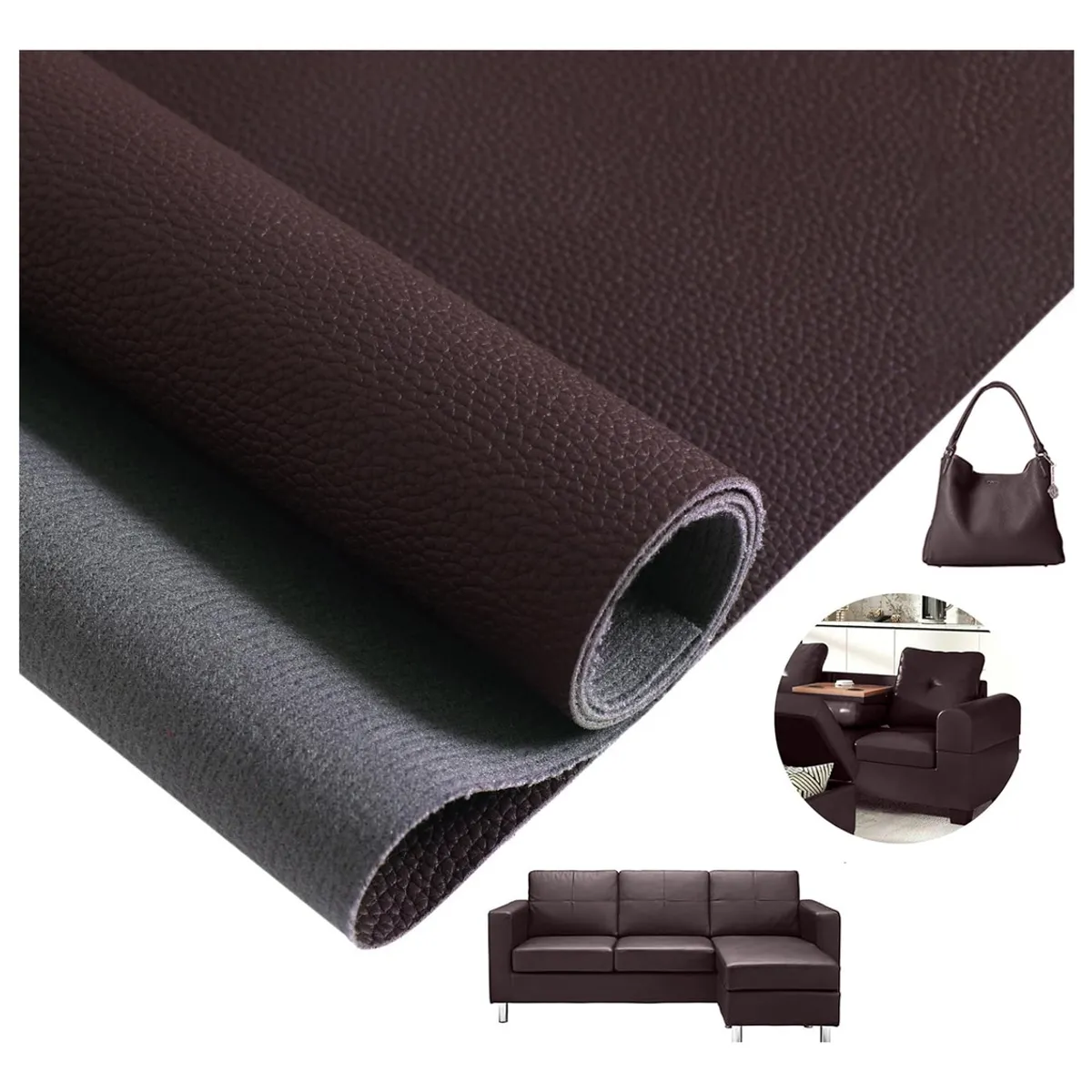 EVERSO - Parche Reparación Autoadhesivo Cuero Sofá 50x137cm Marrón-