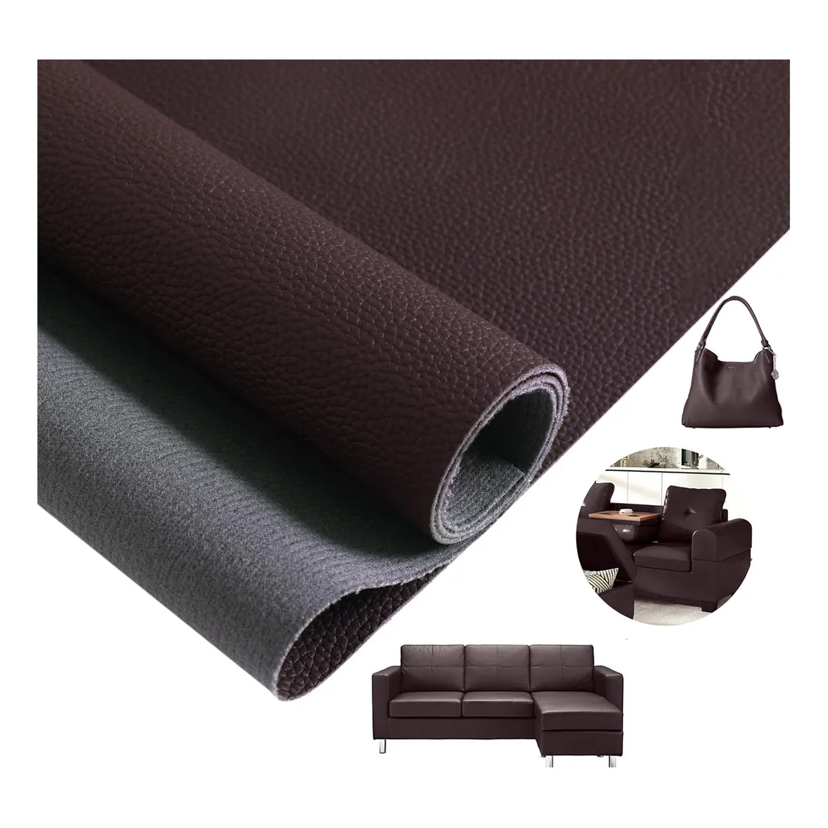 EVERSO - Parche Reparación Autoadhesivo Cuero Sofá 50x137cm Marrón-