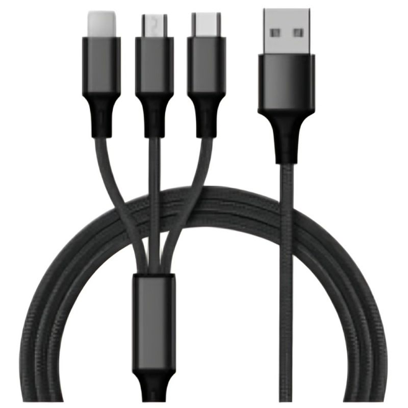 GENERICO - Cable Carga Rápida 3 En 1 - iPhone-tipo C-microusb
