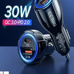 GENERICO - Cargador De Celular Auto Tipo C Carga Rapida 3.1 Amp y USB 30w