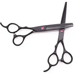GENERICO - Set de tijeras profesionales de peluquería para zurdos color negro