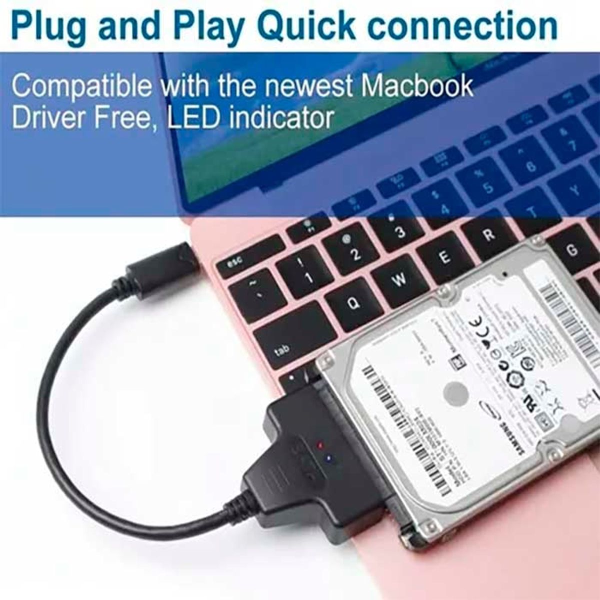 GENERICO - Adaptador Cable Sata 3 A Usb Tipo C 3,1 Disco Duro Ssd