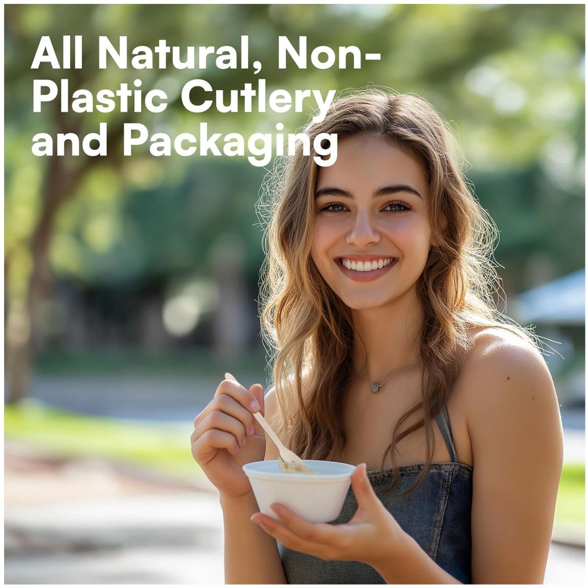 KUANGYE - Cubiertos Desechables Madera Tenedor Cuchillo Cuchara Eco