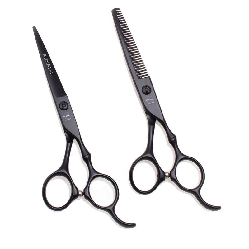 GENERICO - Set de tijeras profesionales de peluquería para diestros color negro