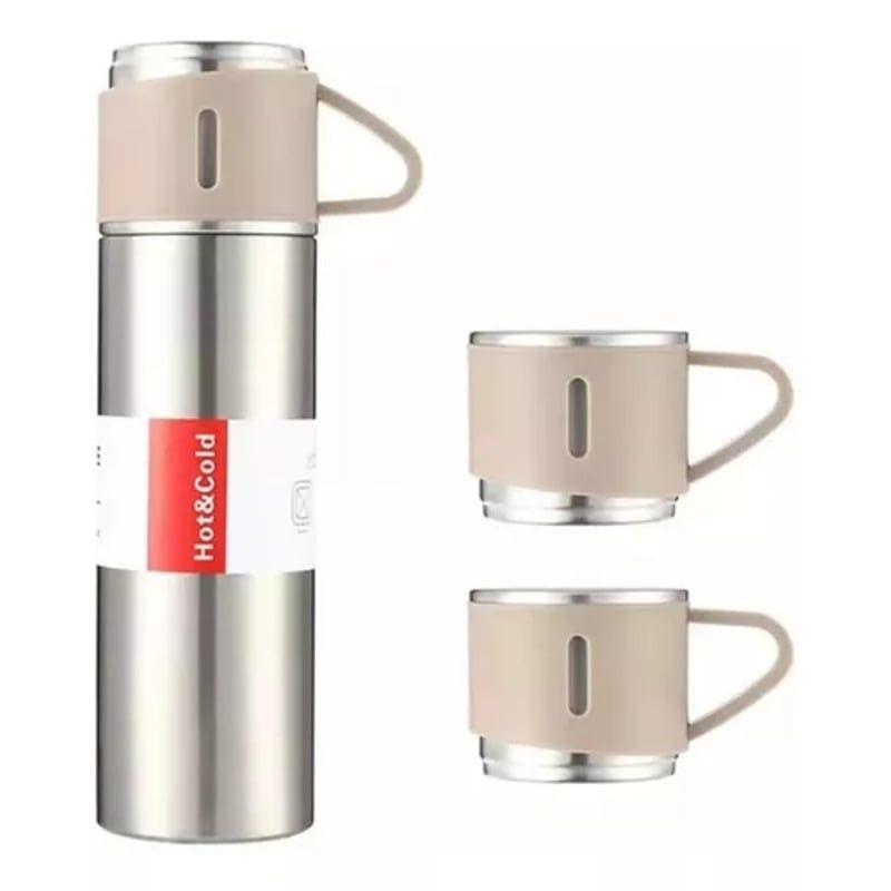 GENERICO - Termo 500 Ml Con Taza Para Té Y Café Acero Inoxidable 304 Plateado