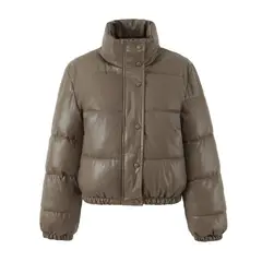 GIOIO - L Chaqueta Dama Corta De Cuero Sintético De Algodón De Liso