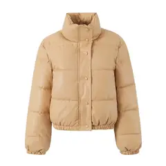 GIOIO - L Chaqueta Dama Corta De Cuero Sintético De Algodón De Liso