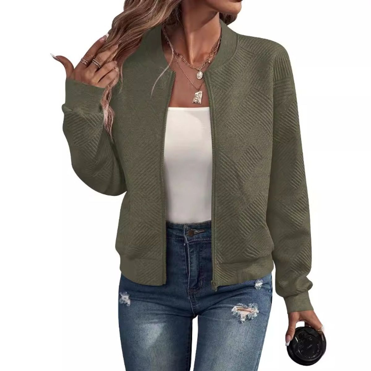 GIOIO - Chaqueta para mujer casual ajustada y versátil