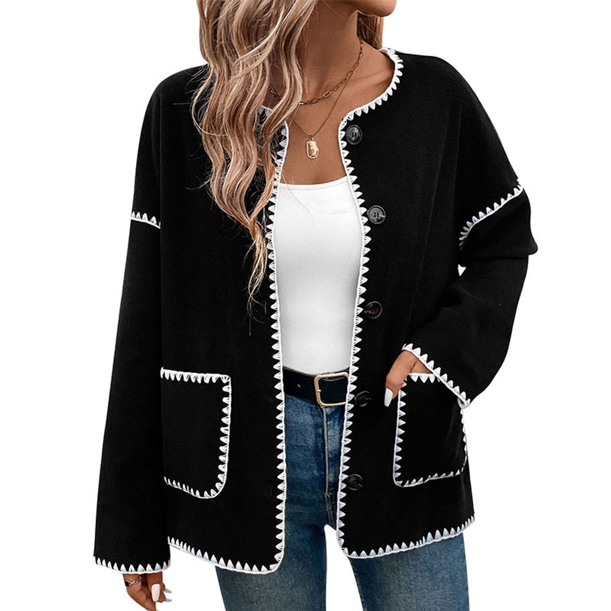 GIOIO - Chaqueta Mujer Pana Ajustada Casual Elegante