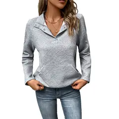 GIOIO - Chaqueta mujer manga larga unicolor casual entallada otoño invierno