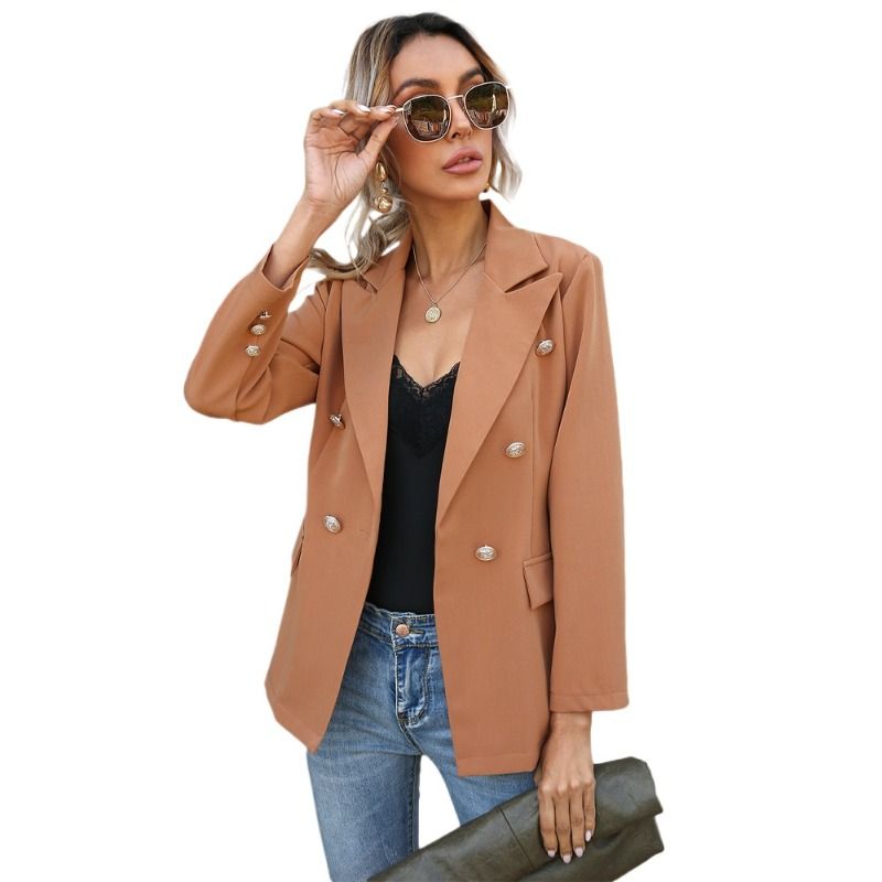 GIOIO - Chaqueta mujer estilo europeo manga larga con botones casual entallada