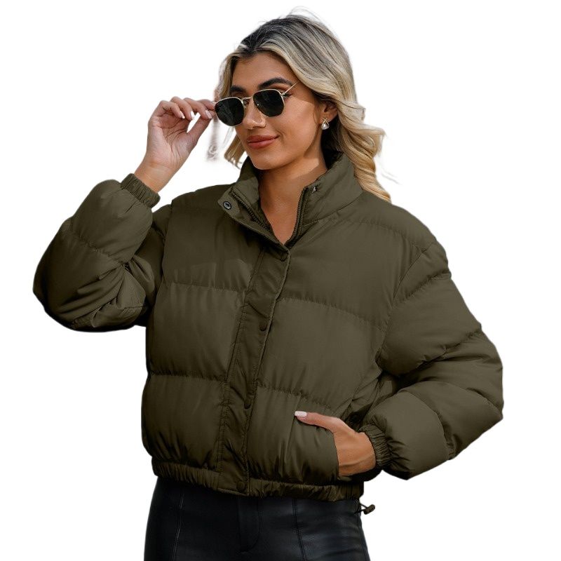 GIOIO - Abrigo Mujer Corto Cuello Alto Forro Polar Holgado Invierno